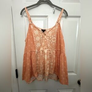 Torrid size 0 (12) babydoll boho button up Orange Cream sleeveless blouse